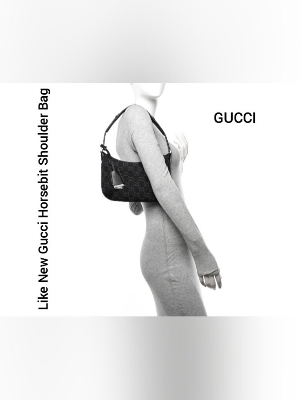 SALE! Gucci Horsebit Slim Small GG Denim/Leather Black Hand/Shoulder Bag - Picture 16 of 16